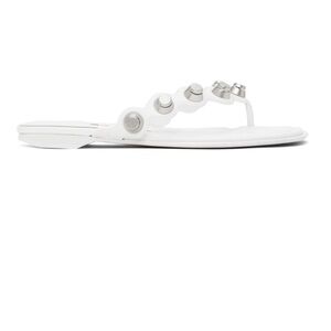 Grained sheepskin flat sandals in white.